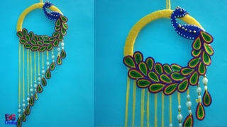 Beautiful peacock wall hanging||woollen wall hanging||woollen peacock decoration ideas||