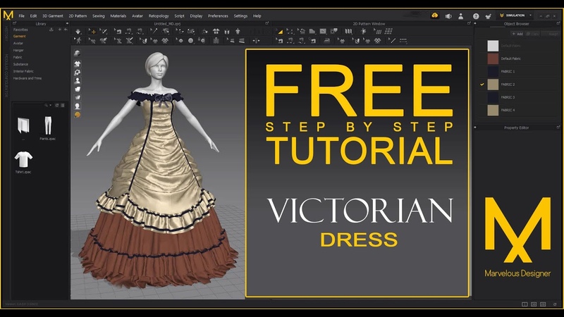 Free complete tutorial of Victorian Dress ( marvelous Designer Clo3d ) Academy