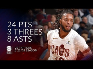 Darius Garland 24 pts 3 threes 8 asts vs Raptors 23/24 season