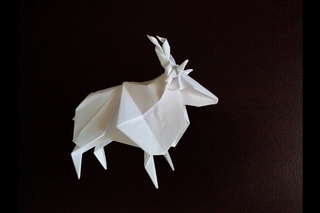 Винторогий козел оригами, horned goat origami (Jun Maekawa)
