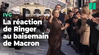 Catherine Ringer na pas pris de gants pour conduire Emmanuel Macron aprs son baisemain