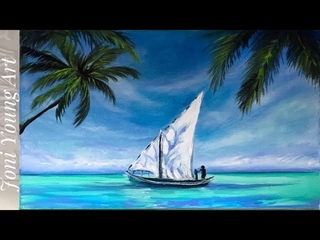 ACRYLIC PAINTING ~ SAIL AWAY~ STEP BY STEP 4K