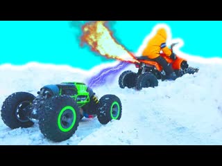 Baby biker Stuck in the Snow Супер Лев и Приключения на Квадроцикле