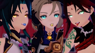 [ MMD原神Genshin Impact ] 虎視眈々/Koshitantan - Albedo/Xiao/Red Xiao