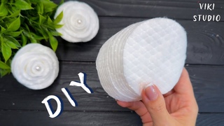 Easy Craft Idea! DIY Cotton pads Flowers How to make Rose