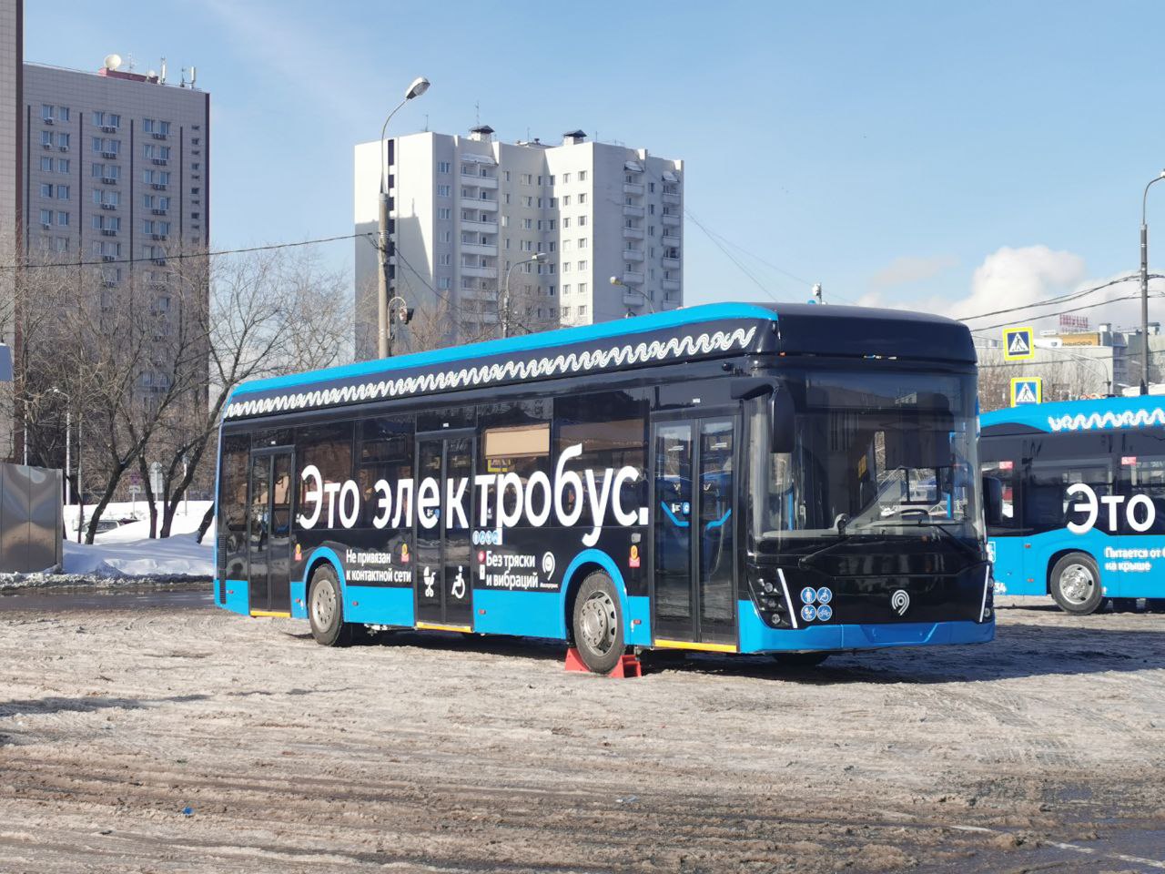 Обновлённый электробус ЛиАЗ-6274 замечен в московском районе Владыкино Это картинка