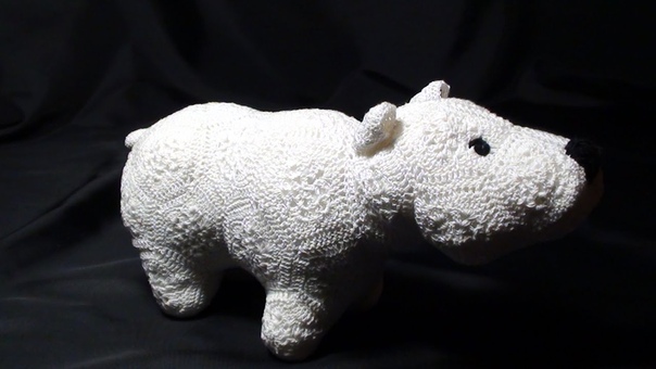 Вязаный медведь из мотива Африканский цветок Knitted bear motif of