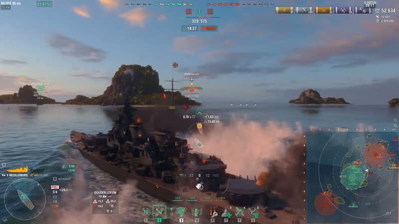 МИР КОРАБЛЕЙ клан KWANT отличный бой отрядом U4501 + F SHERMAN и